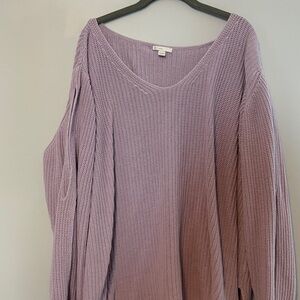 Chic Off-the-Shoulder Purple Sweater